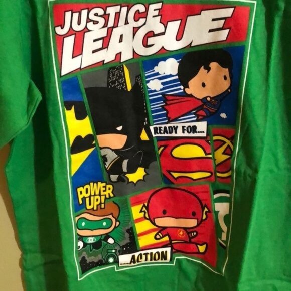 Justive League Green Short Sleeves T-shirt, Size 8 - Picture 2 of 3